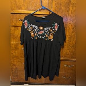 SHEIN black dress embroidered with flowers